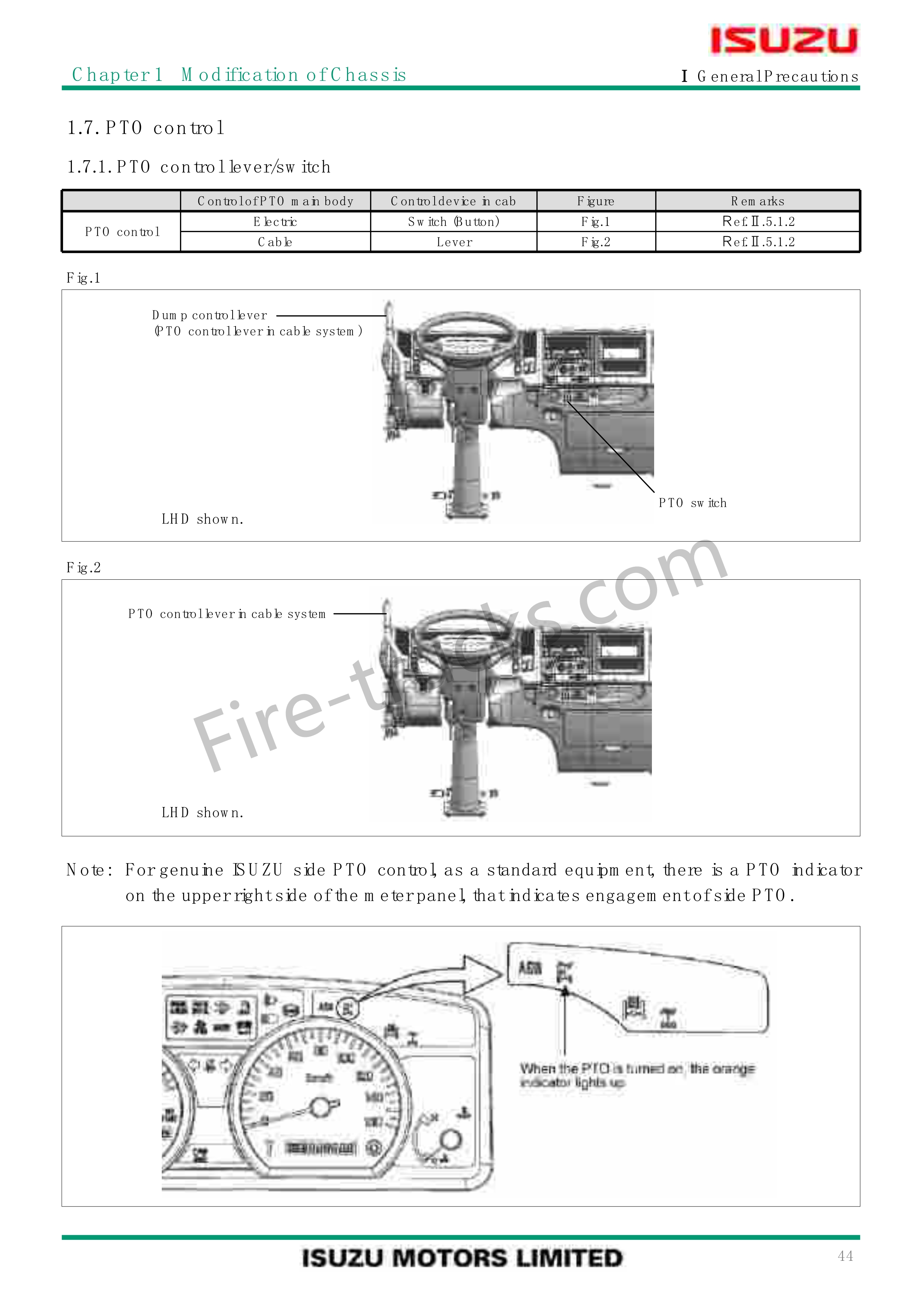 Isuzu Fire Truck Chassis & Body Assembly Manual