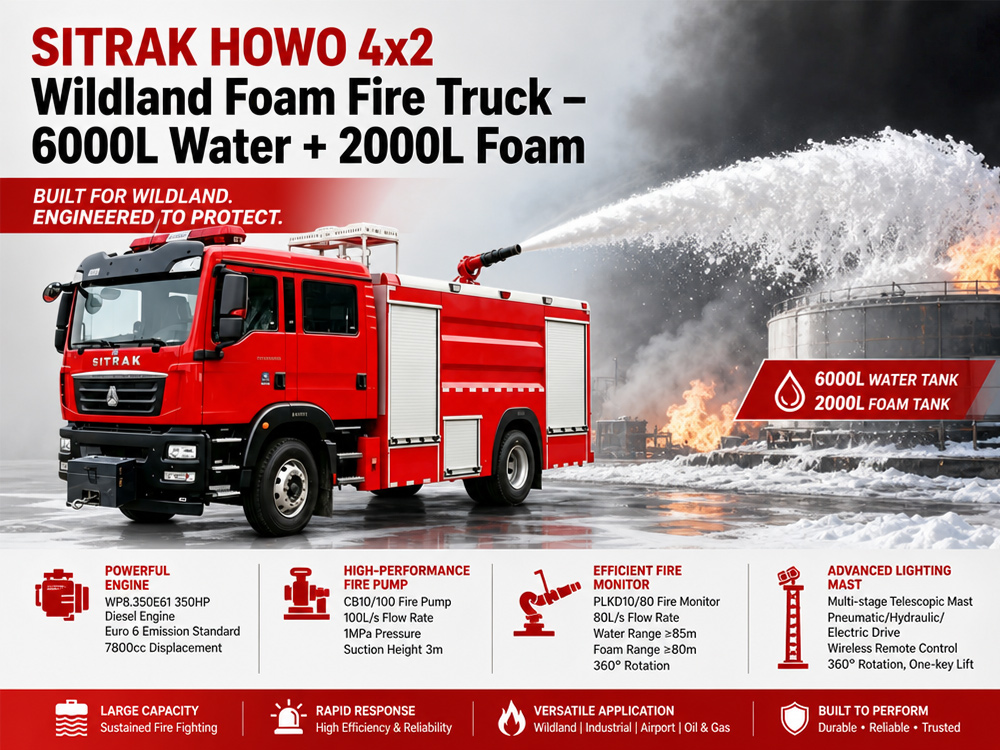 SITRAK HOWO 6000L Water Tank 2000L Foam Tank Wildland Fire Truck Albania SITRAK HOWO 6000L Water Tank 2000L Foam Tank Wildland Fire Truck Albania