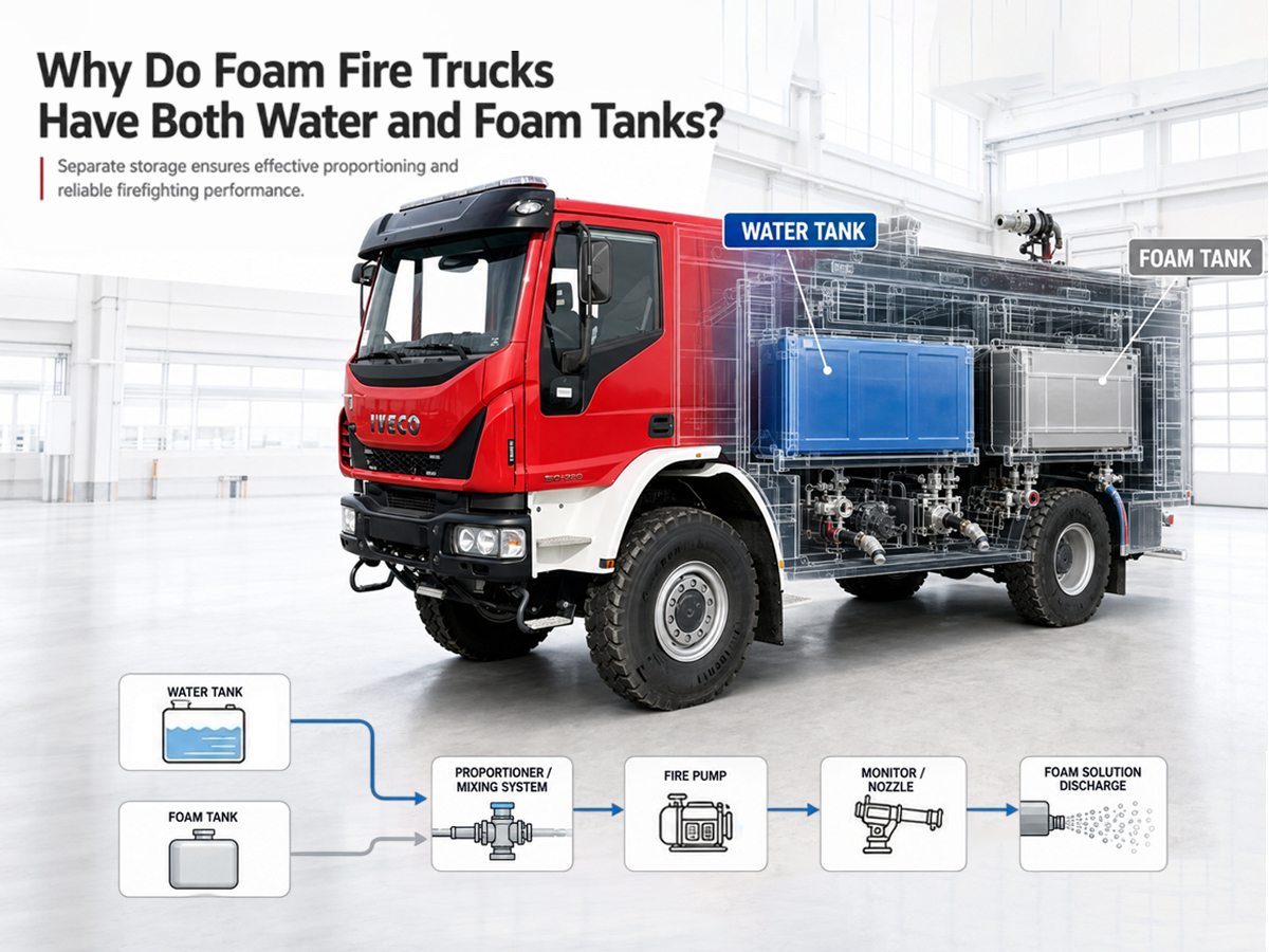 Bakit may parehong tangke ng tubig at foam ang mga foam fire truck?