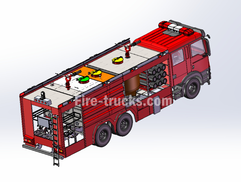 Ghana HOWO dry powder fire truck technical drawing